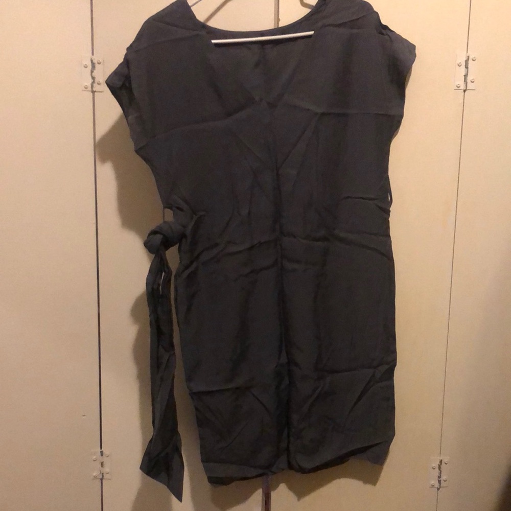 Dark Gray Sleeveless Dress with Side Tie